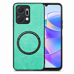 Custodia Silicone Morbida In Pelle Cover con Magnetico S02D per Huawei Honor X7a Verde