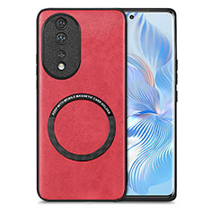 Custodia Silicone Morbida In Pelle Cover con Magnetico S03D per Huawei Honor 80 5G Rosso