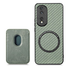 Custodia Silicone Morbida In Pelle Cover con Magnetico S03D per Huawei Honor 80 Pro 5G Verde