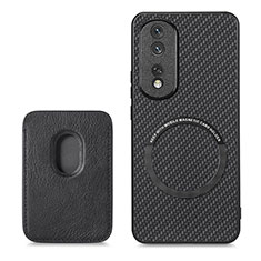 Custodia Silicone Morbida In Pelle Cover con Magnetico S03D per Huawei Honor 80 Pro Flat 5G Nero