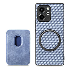 Custodia Silicone Morbida In Pelle Cover con Magnetico S03D per Huawei Honor 80 SE 5G Blu