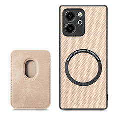 Custodia Silicone Morbida In Pelle Cover con Magnetico S03D per Huawei Honor 80 SE 5G Oro