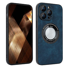 Custodia Silicone Morbida In Pelle Cover con Magnetico S07D per Apple iPhone 13 Pro Blu