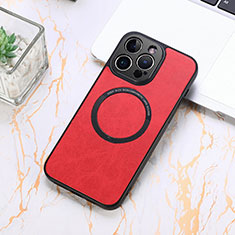 Custodia Silicone Morbida In Pelle Cover con Magnetico S11D per Apple iPhone 14 Pro Max Rosso