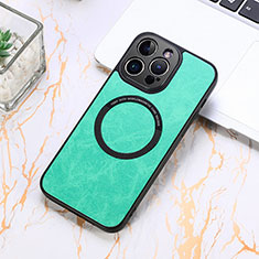 Custodia Silicone Morbida In Pelle Cover con Magnetico S11D per Apple iPhone 15 Pro Verde