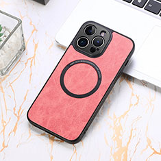 Custodia Silicone Morbida In Pelle Cover con Magnetico S11D per Apple iPhone 16 Pro Max Rosa