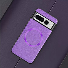 Custodia Silicone Morbida In Pelle Cover con Magnetico TB1 per Google Pixel 7 Pro 5G Viola