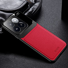 Custodia Silicone Morbida In Pelle Cover FL1 per Xiaomi Mi 14 5G Rosso