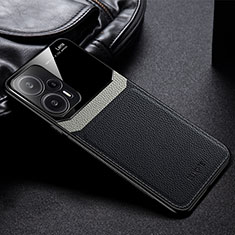 Custodia Silicone Morbida In Pelle Cover FL1 per Xiaomi Redmi Note 12 Turbo 5G Nero