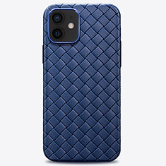 Custodia Silicone Morbida In Pelle Cover H01 per Apple iPhone 12 Blu