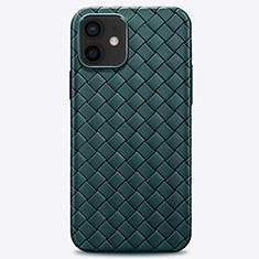 Custodia Silicone Morbida In Pelle Cover H01 per Apple iPhone 12 Verde