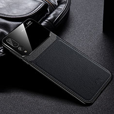 Custodia Silicone Morbida In Pelle Cover H01 per Huawei P20 Pro Nero
