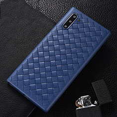 Custodia Silicone Morbida In Pelle Cover H01 per Samsung Galaxy Note 10 5G Blu