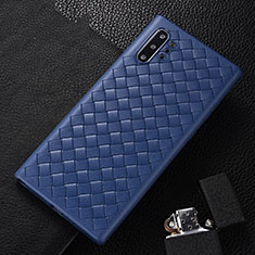 Custodia Silicone Morbida In Pelle Cover H01 per Samsung Galaxy Note 10 Plus Blu