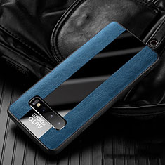 Custodia Silicone Morbida In Pelle Cover H01 per Samsung Galaxy S10 Blu