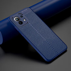 Custodia Silicone Morbida In Pelle Cover H01 per Xiaomi Mi 11 5G Blu