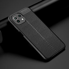 Custodia Silicone Morbida In Pelle Cover H01 per Xiaomi Mi 11 Lite 4G Nero