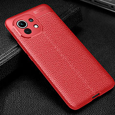 Custodia Silicone Morbida In Pelle Cover H02 per Xiaomi Mi 11 Lite 4G Rosso