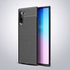 Custodia Silicone Morbida In Pelle Cover H03 per Samsung Galaxy Note 10 Nero