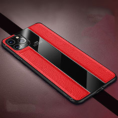 Custodia Silicone Morbida In Pelle Cover H04 per Apple iPhone 11 Pro Max Rosso