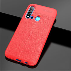 Custodia Silicone Morbida In Pelle Cover H04 per Huawei P20 Lite (2019) Rosso