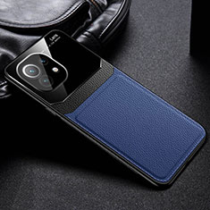 Custodia Silicone Morbida In Pelle Cover H04 per Xiaomi Mi 11 5G Blu