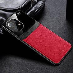 Custodia Silicone Morbida In Pelle Cover H04 per Xiaomi Mi 11 Lite 5G NE Rosso