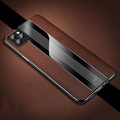 Custodia Silicone Morbida In Pelle Cover H05 per Apple iPhone 11 Pro Marrone