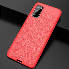Custodia Silicone Morbida In Pelle Cover H05 per Samsung Galaxy S20 5G Rosso
