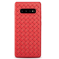 Custodia Silicone Morbida In Pelle Cover L02 per Samsung Galaxy S10 Rosso