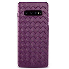 Custodia Silicone Morbida In Pelle Cover L02 per Samsung Galaxy S10 Viola