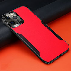 Custodia Silicone Morbida In Pelle Cover N01 per Apple iPhone 12 Pro Max Rosso