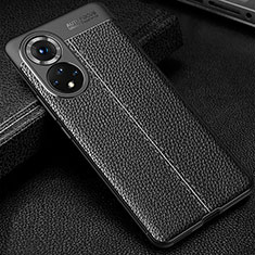 Custodia Silicone Morbida In Pelle Cover per Huawei Honor 50 Pro 5G Nero