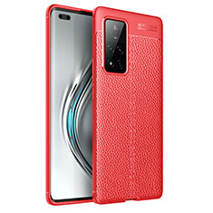 Custodia Silicone Morbida In Pelle Cover per Huawei Honor V40 5G Rosso