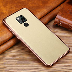 Custodia Silicone Morbida In Pelle Cover per Huawei Mate 20 X Oro