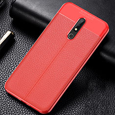 Custodia Silicone Morbida In Pelle Cover per Nokia X5 Rosso