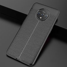Custodia Silicone Morbida In Pelle Cover per OnePlus 7T Nero