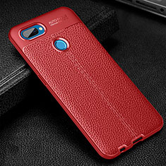 Custodia Silicone Morbida In Pelle Cover per Oppo A12 Rosso