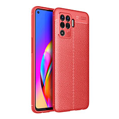 Custodia Silicone Morbida In Pelle Cover per Oppo F19 Pro Rosso