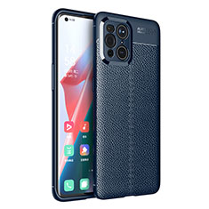 Custodia Silicone Morbida In Pelle Cover per Oppo Find X3 5G Blu