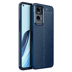 Custodia Silicone Morbida In Pelle Cover per Oppo Reno7 Pro 5G Blu