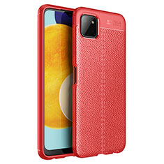 Custodia Silicone Morbida In Pelle Cover per Samsung Galaxy A22 5G Rosso