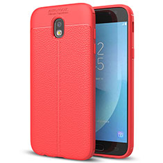 Custodia Silicone Morbida In Pelle Cover per Samsung Galaxy J7 (2017) SM-J730F Rosso