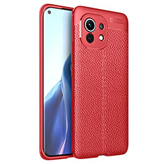 Custodia Silicone Morbida In Pelle Cover per Xiaomi Mi 11 Lite 5G NE Rosso