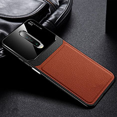 Custodia Silicone Morbida In Pelle Cover per Xiaomi Redmi K30 5G Marrone