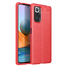 Custodia Silicone Morbida In Pelle Cover per Xiaomi Redmi Note 10 Pro 4G Rosso