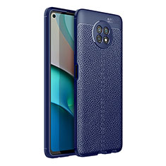 Custodia Silicone Morbida In Pelle Cover per Xiaomi Redmi Note 9 5G Blu