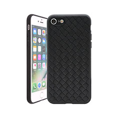 Custodia Silicone Morbida In Pelle Cover S01 per Apple iPhone SE (2020) Nero