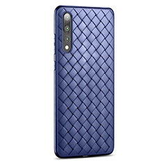 Custodia Silicone Morbida In Pelle Cover S01 per Huawei P20 Pro Blu