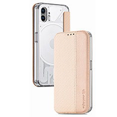 Custodia Silicone Morbida In Pelle Cover S01 per Nothing Phone 2 Oro